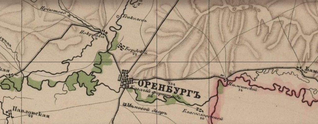 Поселок Бердский на фрагменте карты 1872 года