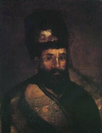 Царский портрет Пугачева, нарисованный поверх портрета Екатерины II