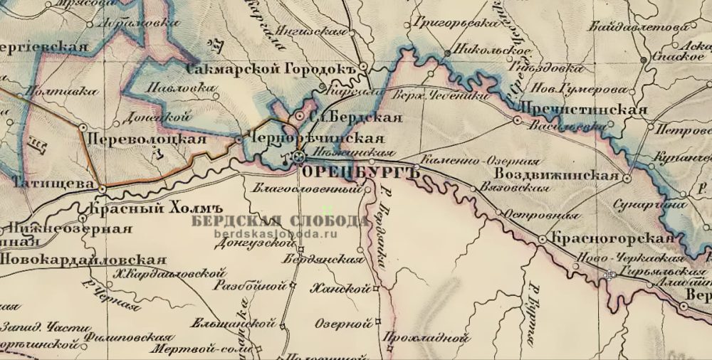 Фрагмент карты Европейской России и Кавказского края, 1862 год.