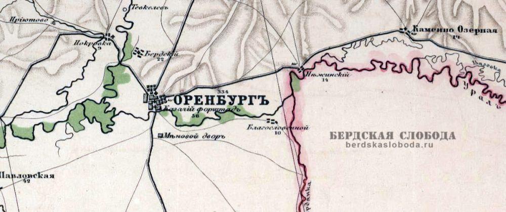 Поселок Бердский на специальной карте Европейской России с прилегающей к ней частью Западной Европы и малой Азии. Издание военно-топографического отдела главного штаба, под редакцией Генер. Штаба Полковн. Стрельбицкого, 1872 год