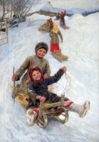 Сычков Ф.В. Катание с горы зимой. 1889г.