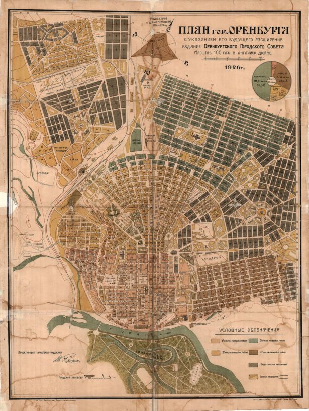 План гор. Оренбурга с указанием его будущего расширения. 1926 год.