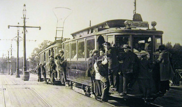 Трамвай на Каменноостровском мосту, Ленинград 1933 год