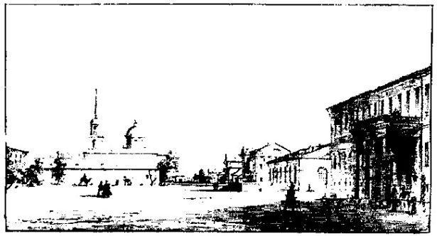 Площадь в Оренбурге, художник А. Чернышев, 1840-е годы
