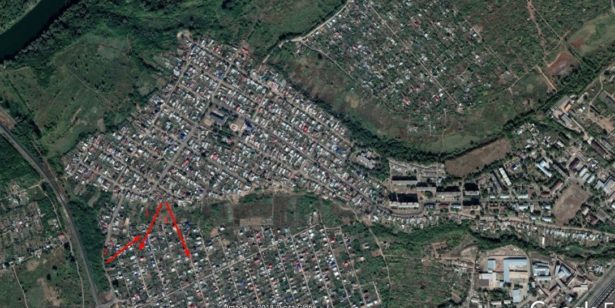 Карта, взятая из Google Earth, с примерным указанием места и направления съемки.