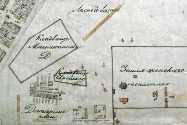 План кладбищ в Оренбурге в 1860-1880 гг