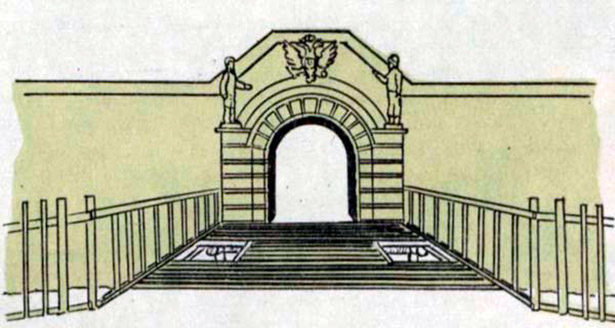 Оренбург, Яицкие ворота (по чертежу 1760 года)