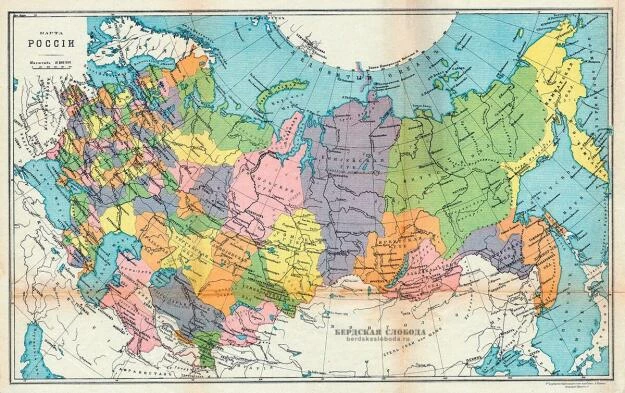 Карта России (административно-территориальное деление Российской империи) 1914 года