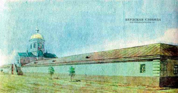 Гостиный двор с надвратной Вознесенской церковью, первая половина XIX века (с рисунка В.В. Дорофеева)