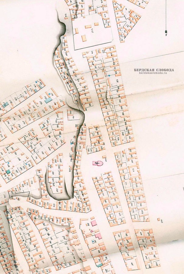 Фрагмент генерального плана Старой (Голубиной) слободки 1854 года.