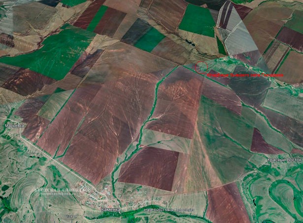 Космический снимок Google Earth Pro с местонахождением Гнездовского кладбища.
