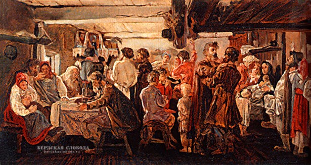 Андрей Петрович Рябушкин «Крестьянская свадьба в Тамбовской губернии», 1880 год