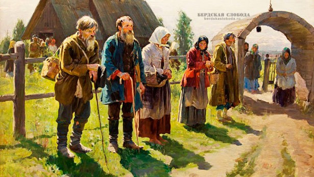 Иван Творожников. Нищие около церкви. 1889