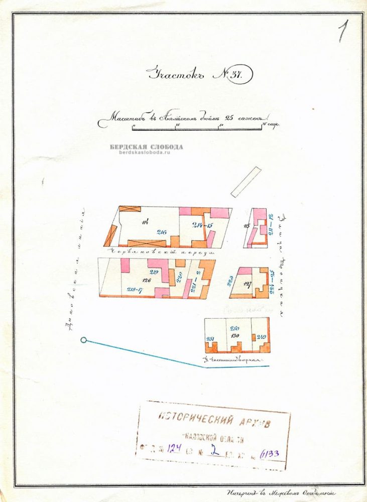 План 37-го участка в 1-ой и 3-ей частях города Оренбурга. 1870-1880-е годы [ОГАОО, ф. 124, оп. 2, д. 6133].