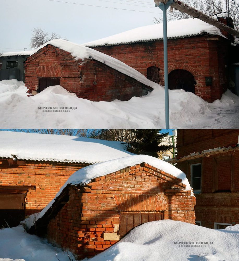 Городская усадьба Г.В. Мякиньковой. Каменные службы (палатка) с входом в ледник. Февраль 2024 года.
