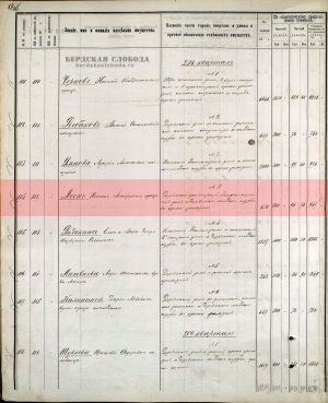 Оценочно-раскладочная ведомость на 1889/1890 годы [ОГАОО, ф. 41, оп.1, д.982, л.18об.]. Недвижимое имущество купца Леска Нотана Иосифовича в 208 квартале.