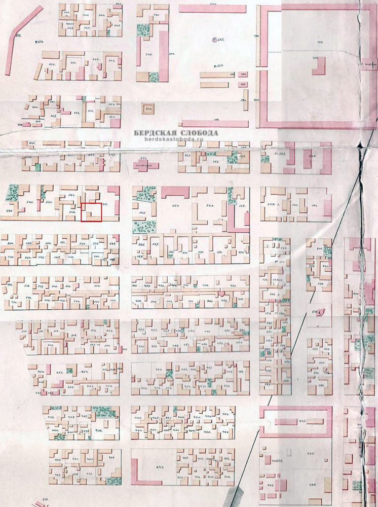 Фрагмент генерального плана города Оренбурга 1953-1854 годов, составленного поручиком Логвиновым [ОГАОО, ф. 124, оп. 2, д. 6066.]