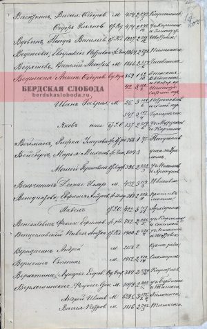 Страница из архивного дела «Списки домовладельцев в городах Оренбургской губернии за 1881, 1882, 1883 и 1884 годы». Домовладение вдовы купца А.Ф. Веденской в квартале № 110 [ОГАОО, ф. 164, оп. 1, д. 96, л. 13].