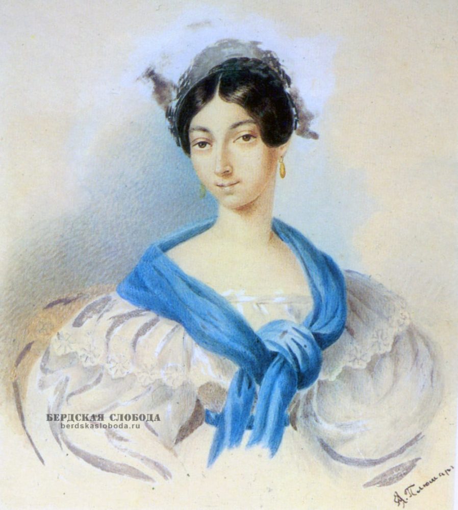 Е. Плюшар. Ольга Павлищева, урожденная Пушкина. 1830-е годы.