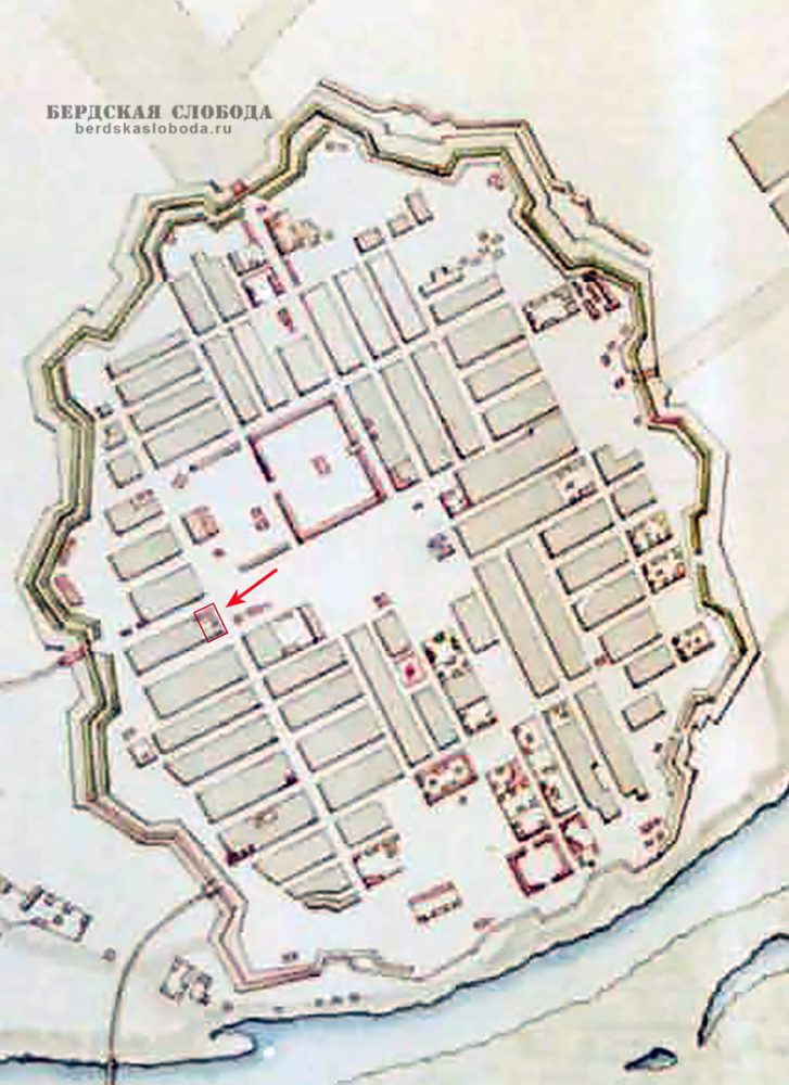 Фрагмент плана Оренбургской крепости 1822, РГИА, ф.1293, оп.168, д.11