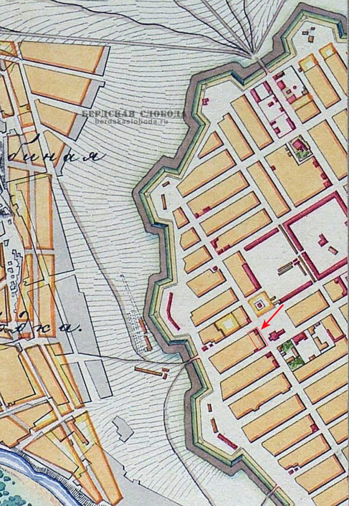 Фрагмента плана Оренбургской крепости, 1850-е гг., Оренбург из Атласа крепостей; РГБ